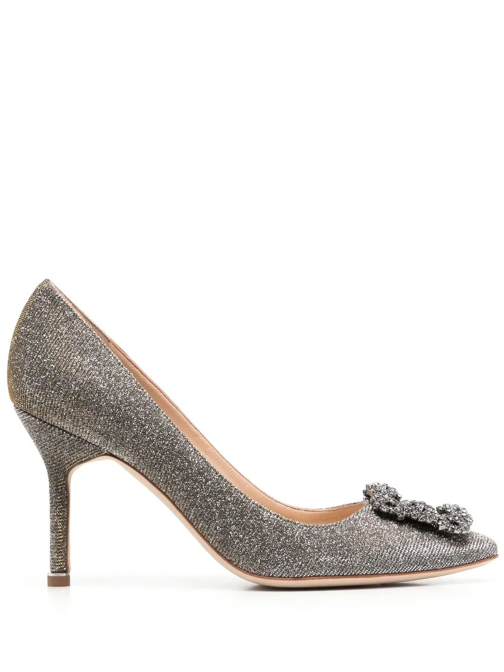 

Manolo Blahnik Hangisi Glitter 90 pumps - Silver