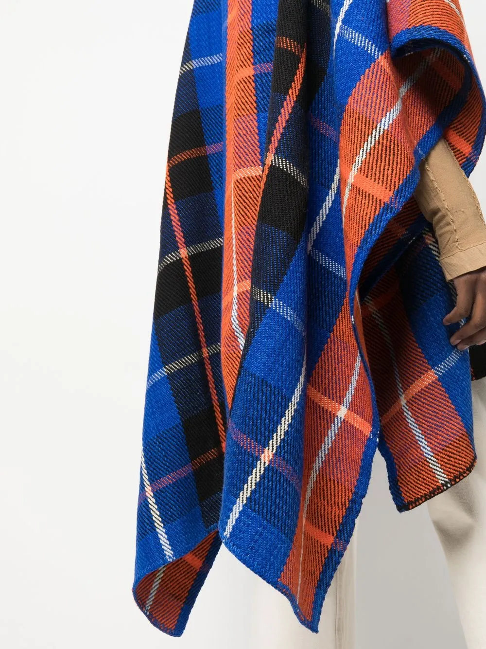 Colville Windowpane-pattern Wool Poncho In Blue