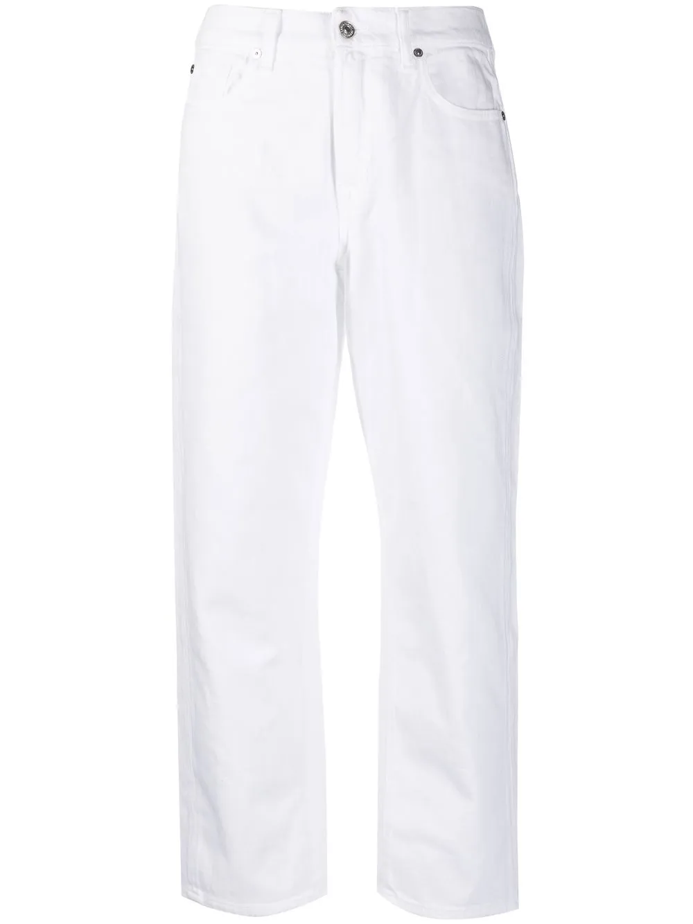 7 For All Mankind Cropped Straigh-leg Trousers In Weiss