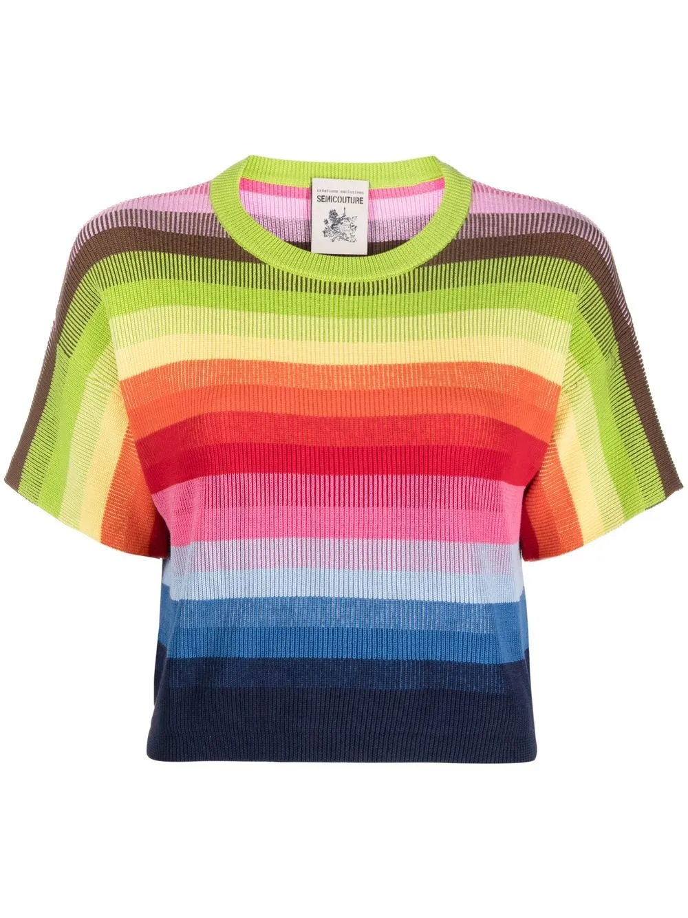 

Semicouture horizontal-stripe ribbed jumper - Green