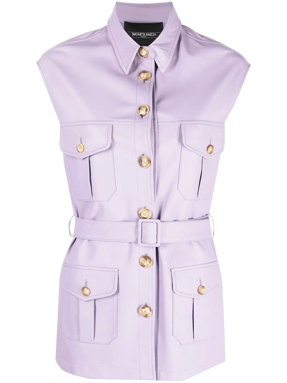 

Simonetta Ravizza Ottavia leather button-up gilet - Purple