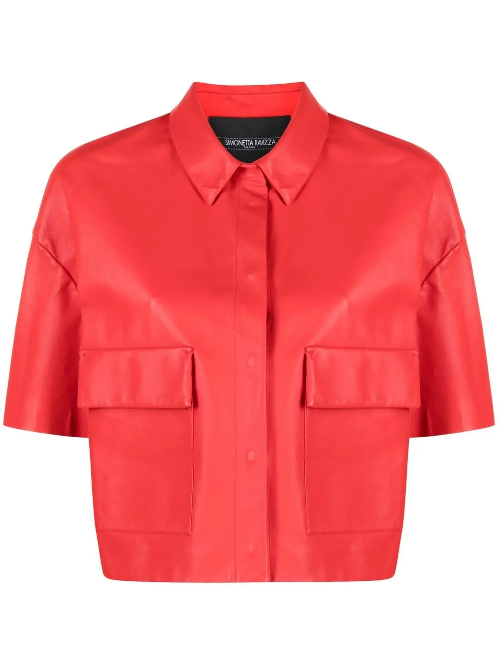 

Simonetta Ravizza cropped Malibu leather jacket - Red