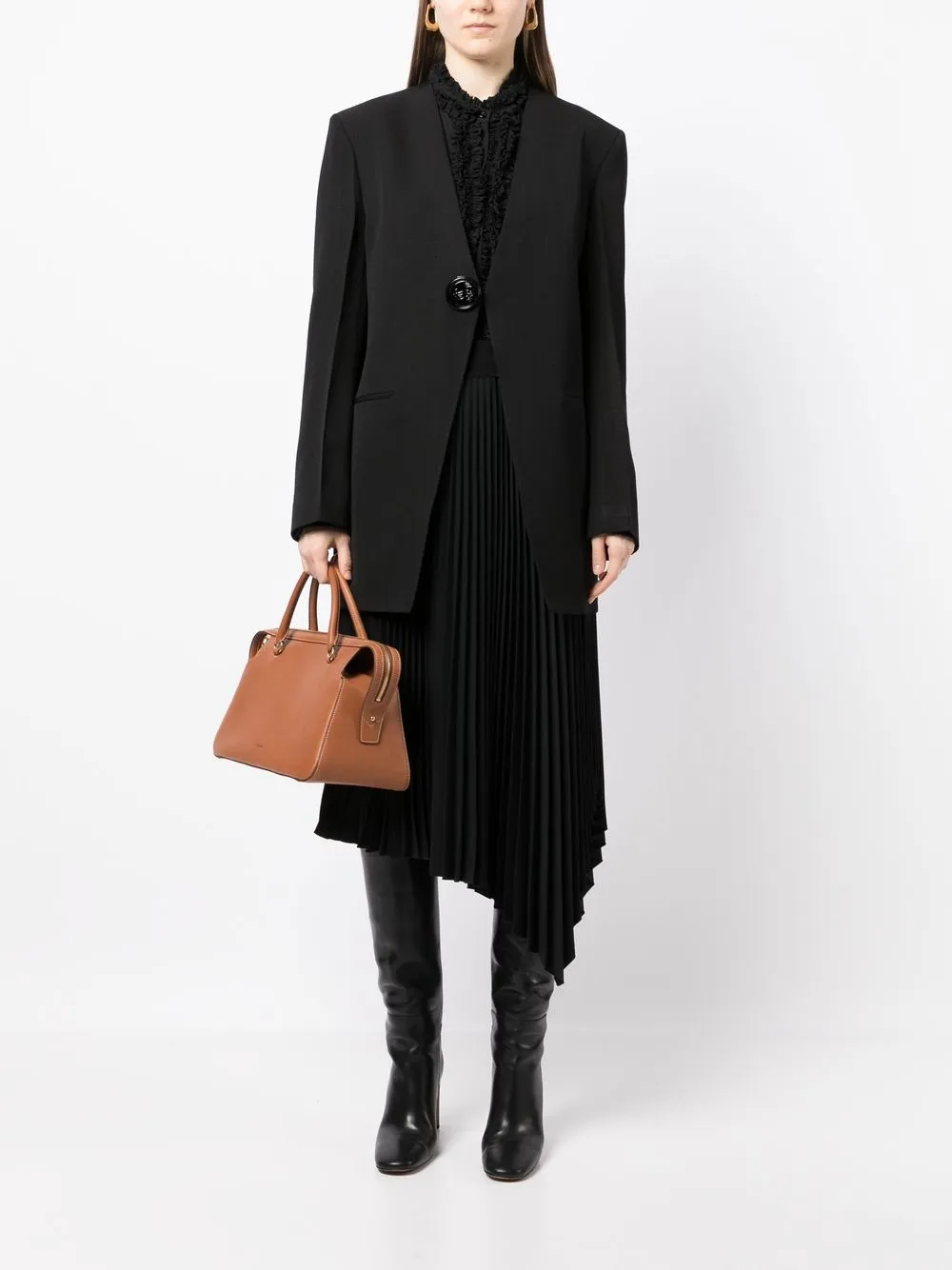 Jil Sander Blazer met reliëf knoop - Zwart