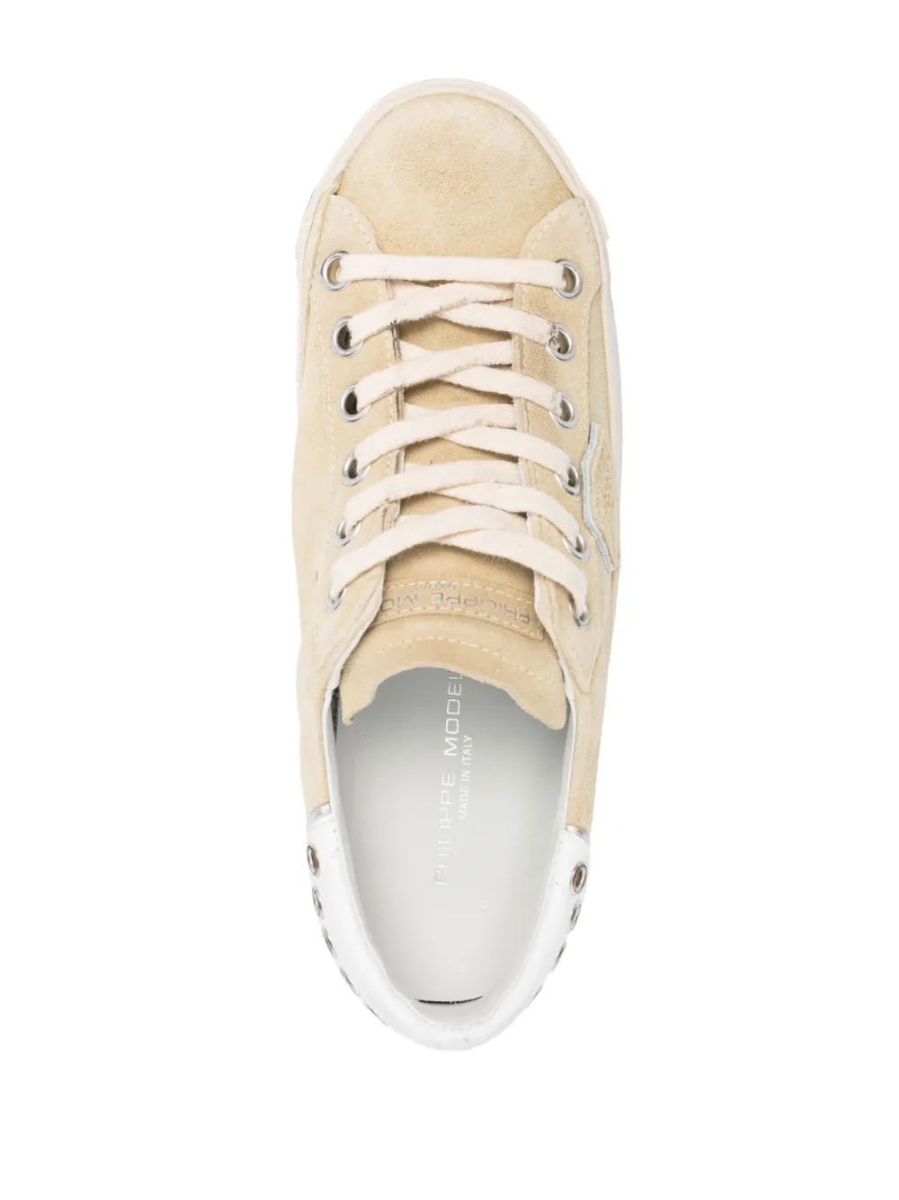 Shop Philippe Model Paris Prsx Leather Low-top Sneakers In Nude