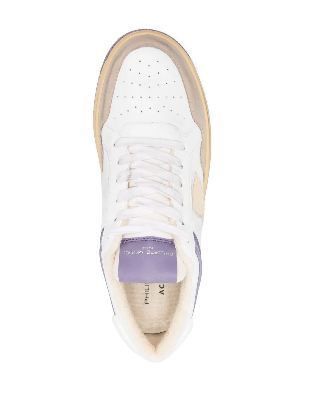 Shop Philippe Model Paris Colourblock Low-top Sneakers In White