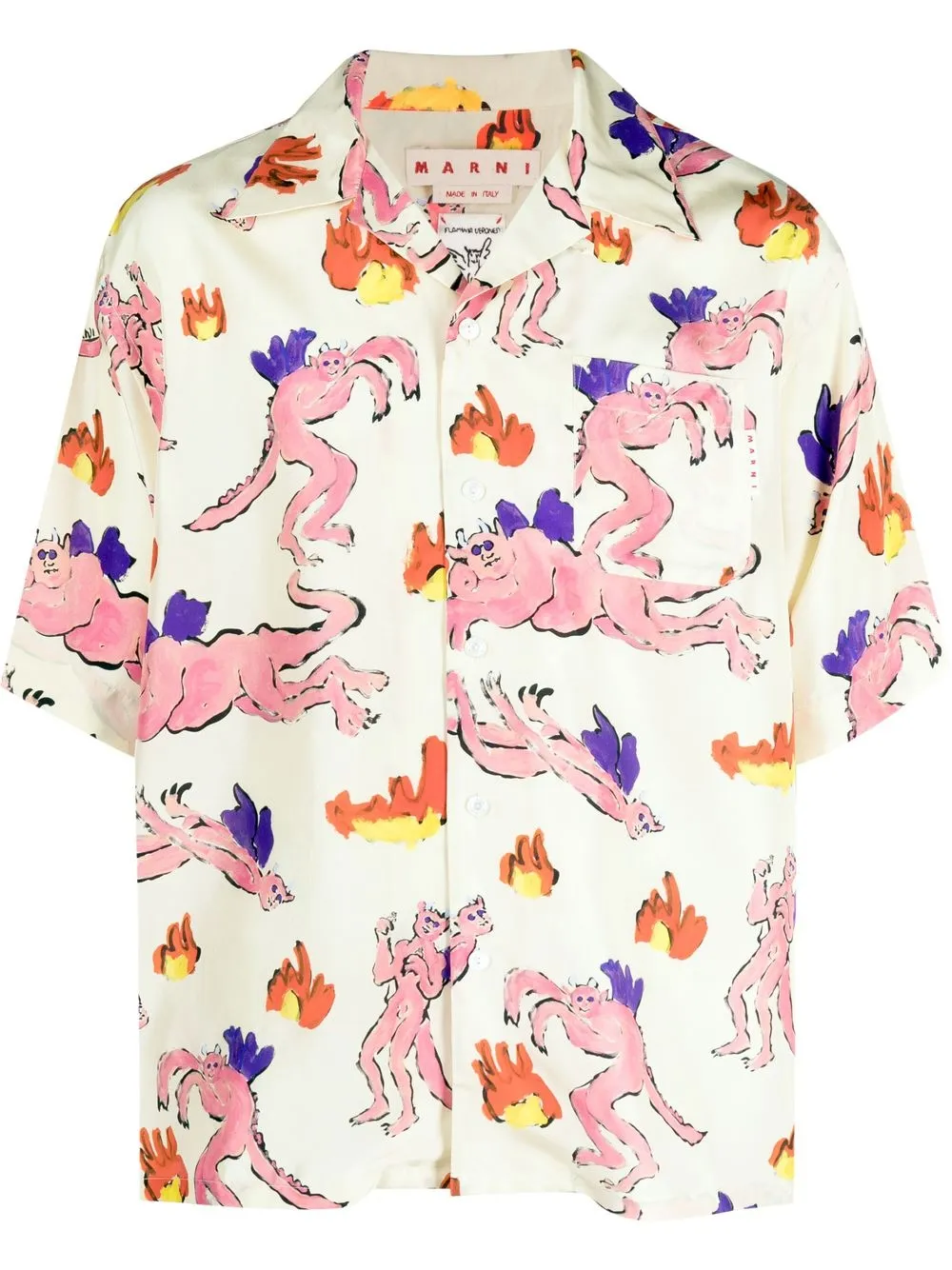 

Marni graphic-print silk shirt - Yellow