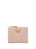 Prada logo-plaque grained leather wallet - Pink