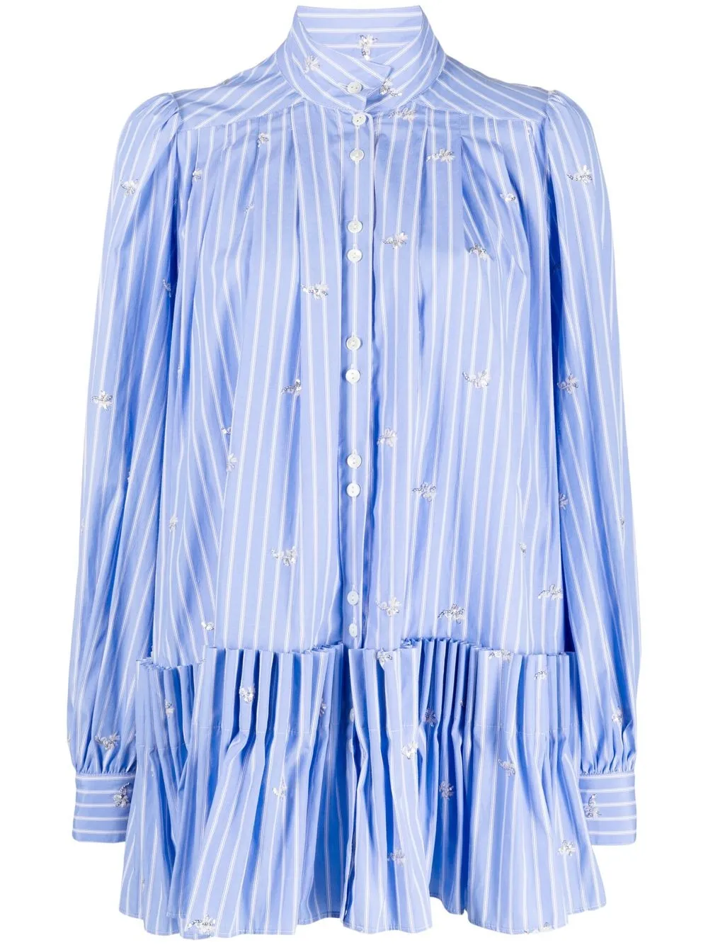 

Simonetta Ravizza long-sleeves pleated mini dress - Blue