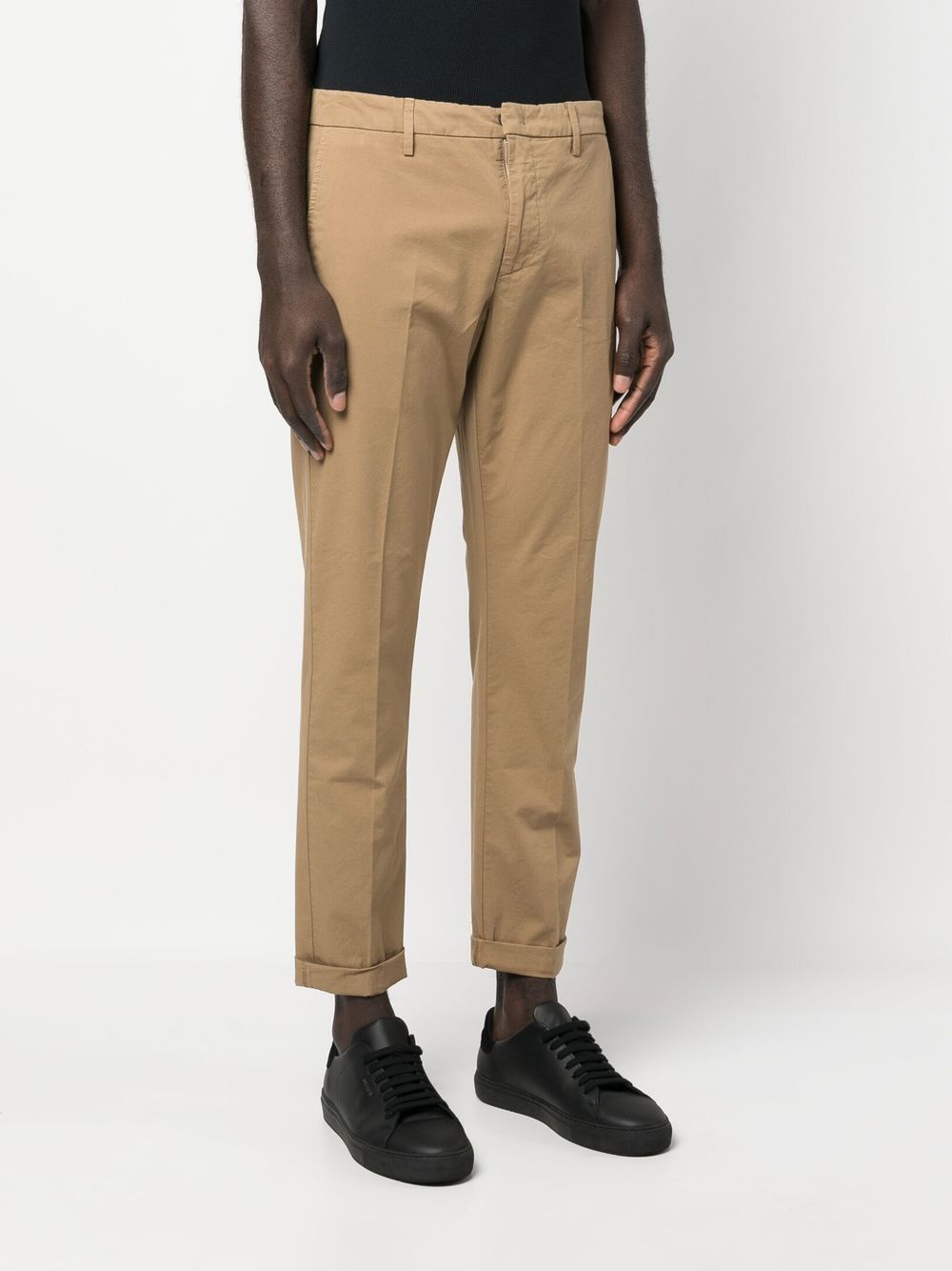 Shop Dondup Straight-leg Cropped Trousers In Braun