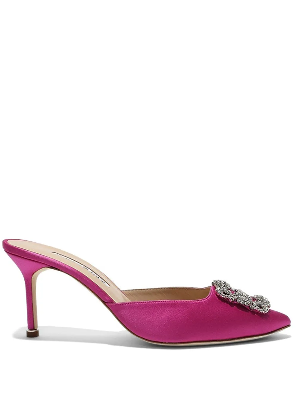 Manolo Blahnik Hangisi 70mm Crystal-embellished Satin Mules In Pink