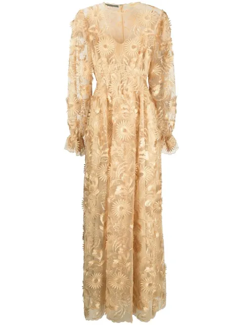 Alberta Ferretti Sunflower macramé gown