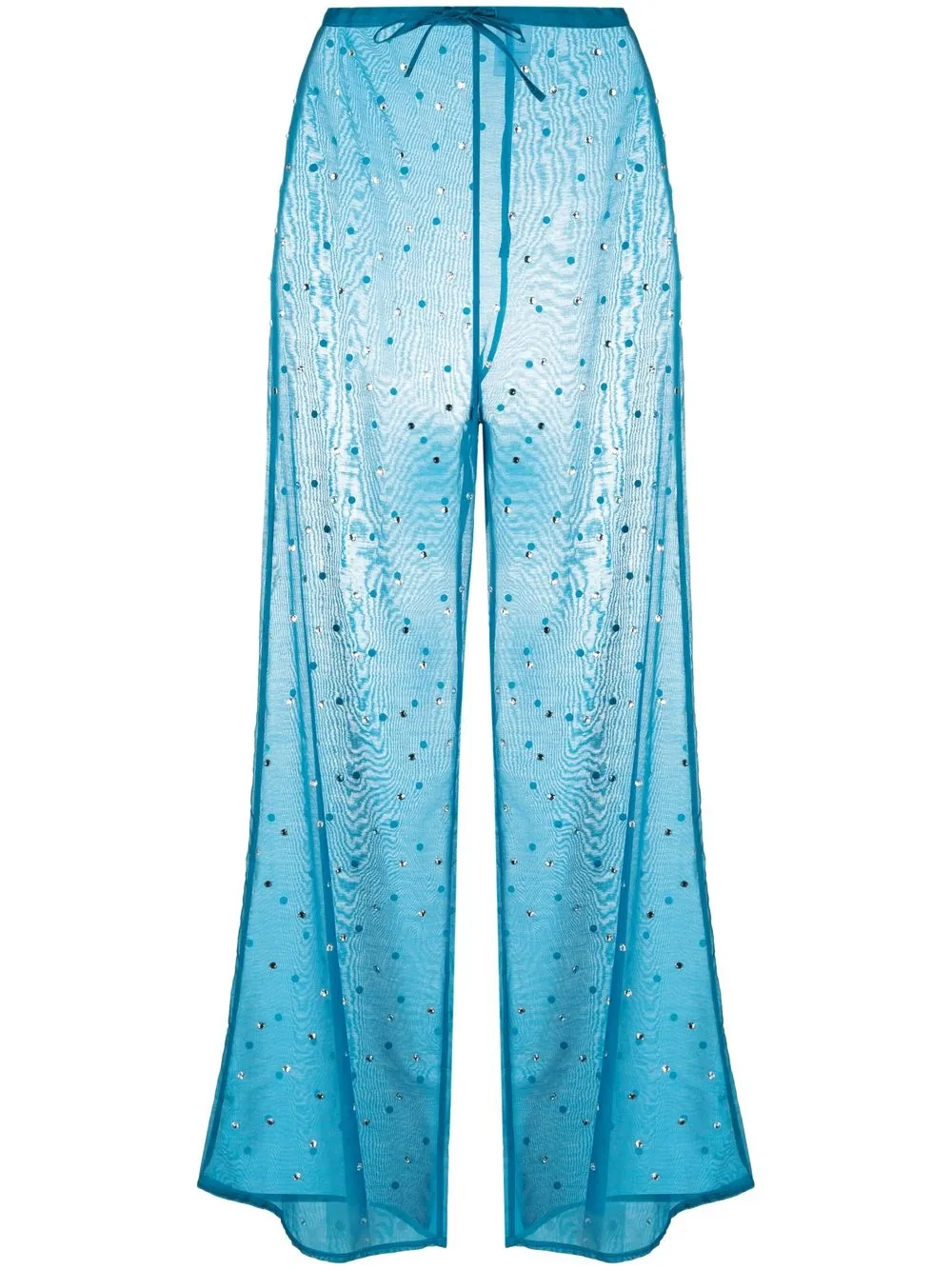 

Oséree crystal-embellished silk trousers - Blue