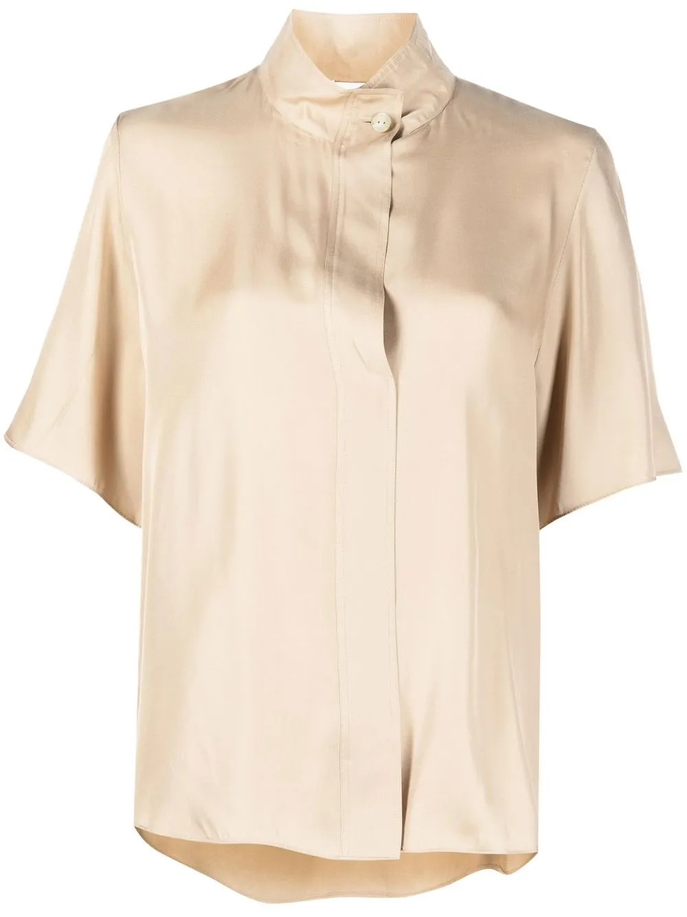 

Vince satin-finish button-up shirt - Neutrals