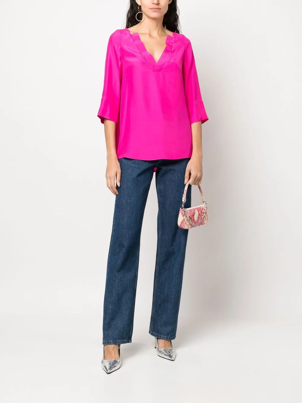 Simonetta Ravizza Blouse met V-hals - Roze