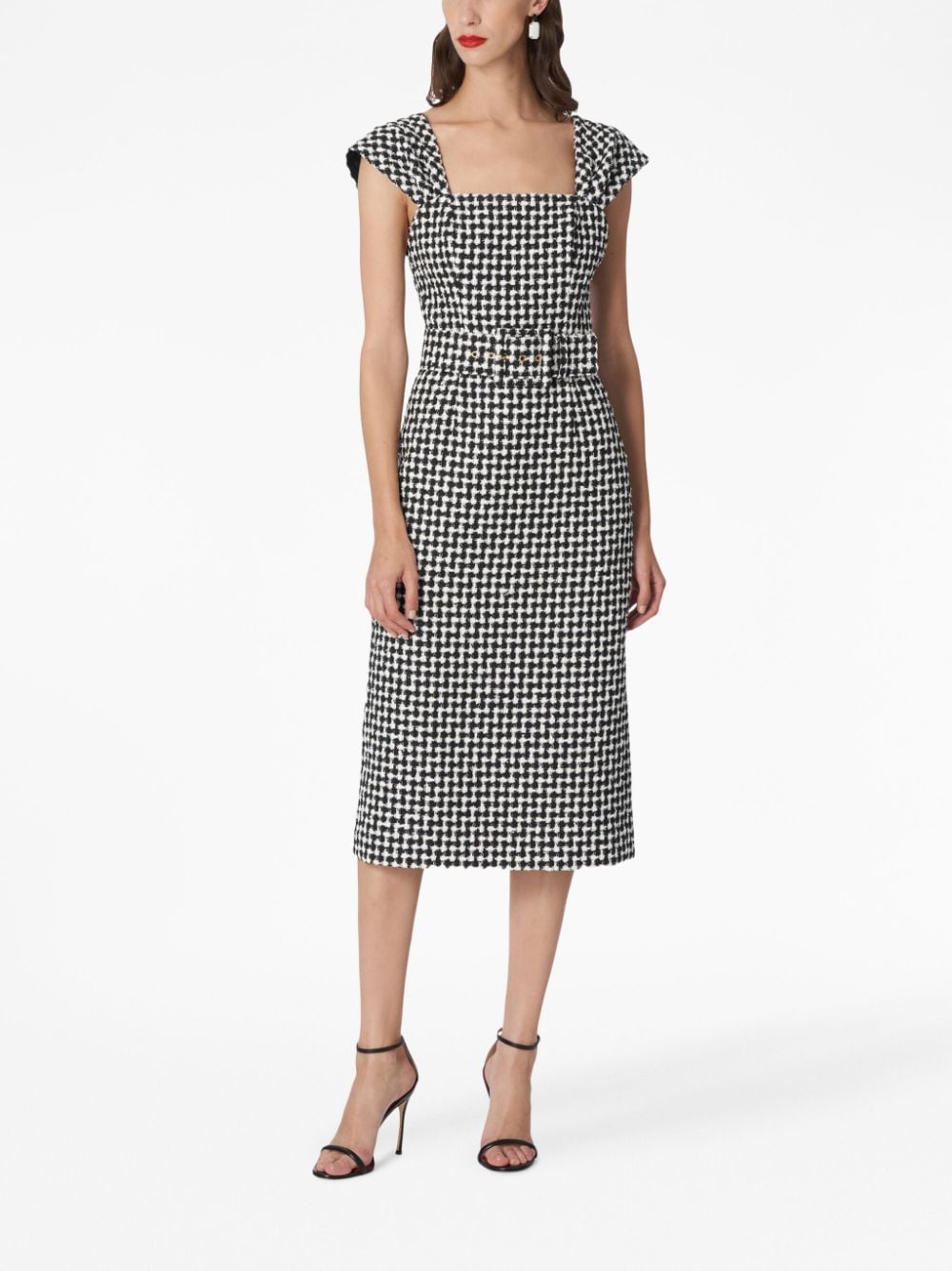 Carolina Herrera Jurk met pied-de-poule print - Zwart