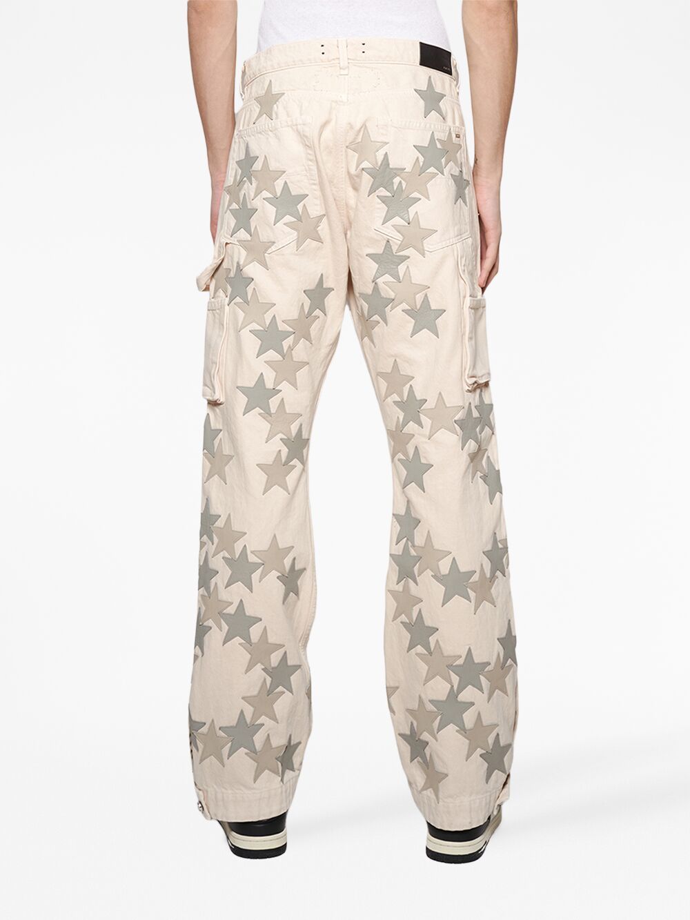 Shop Amiri Star-print Straight-leg Trousers In Neutrals