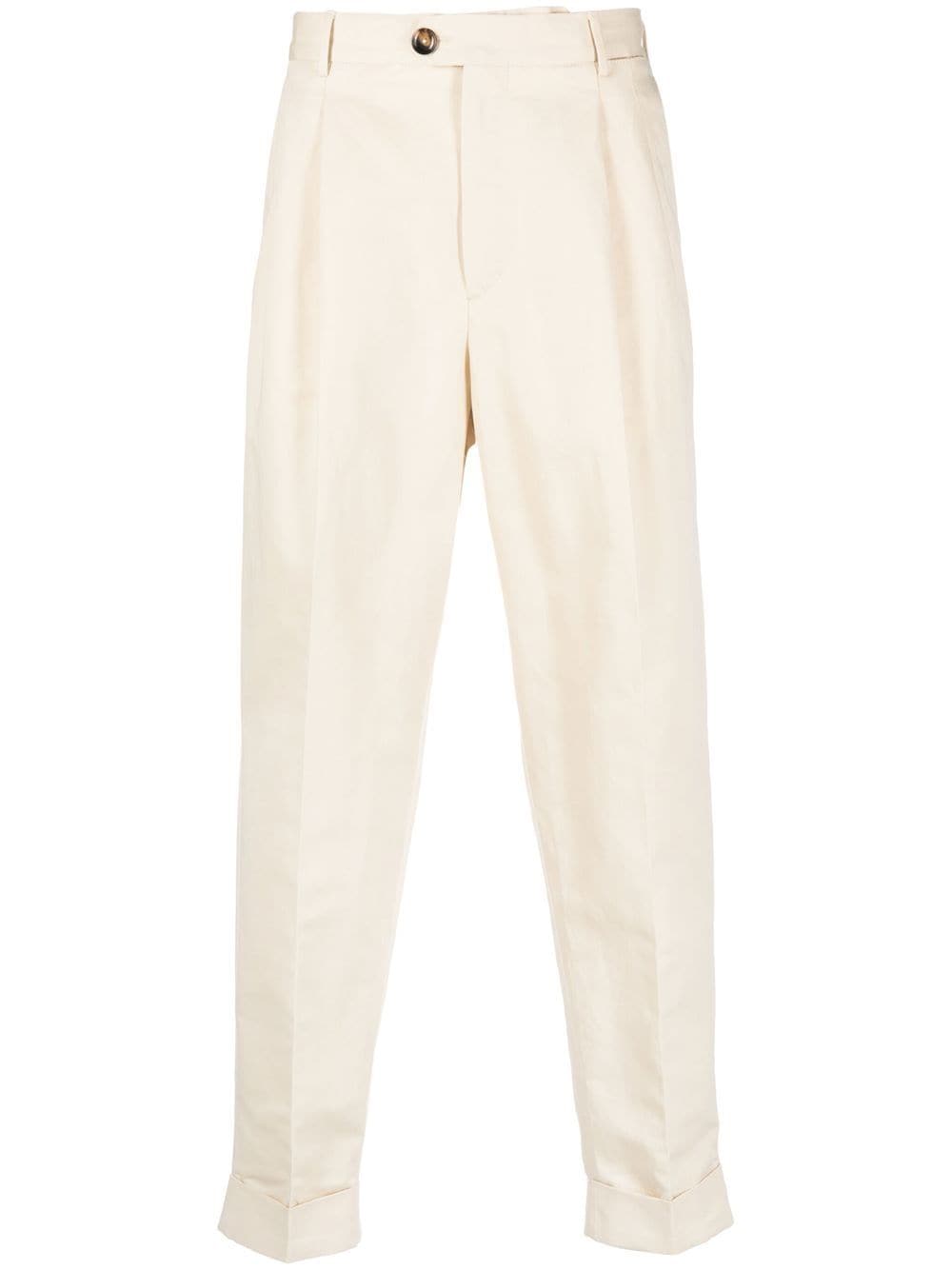 Pt Torino Pleat-detail Chino Trousers In Neutrals