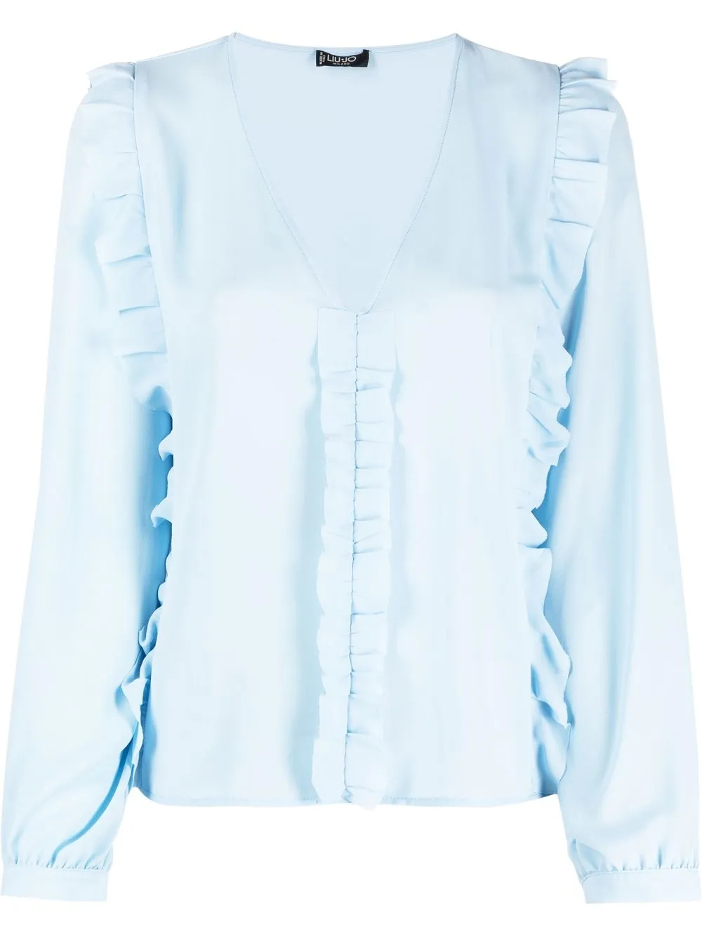 

LIU JO ruffled-detail long-sleeve blouse - Blue