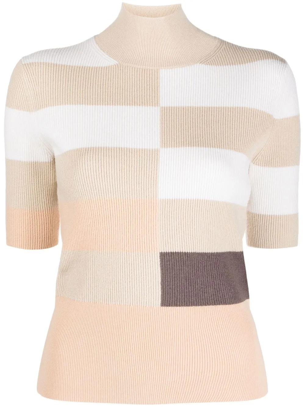 

JOSEPH Stripe Animation mock neck jumper - White