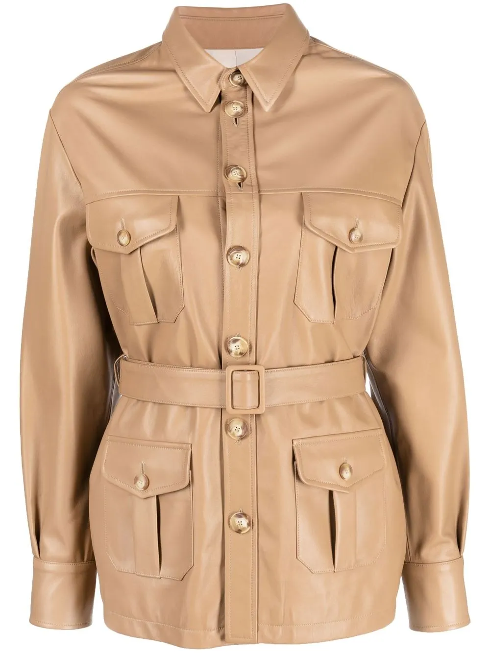 

Simonetta Ravizza Chloe leather shirt jacket - Brown