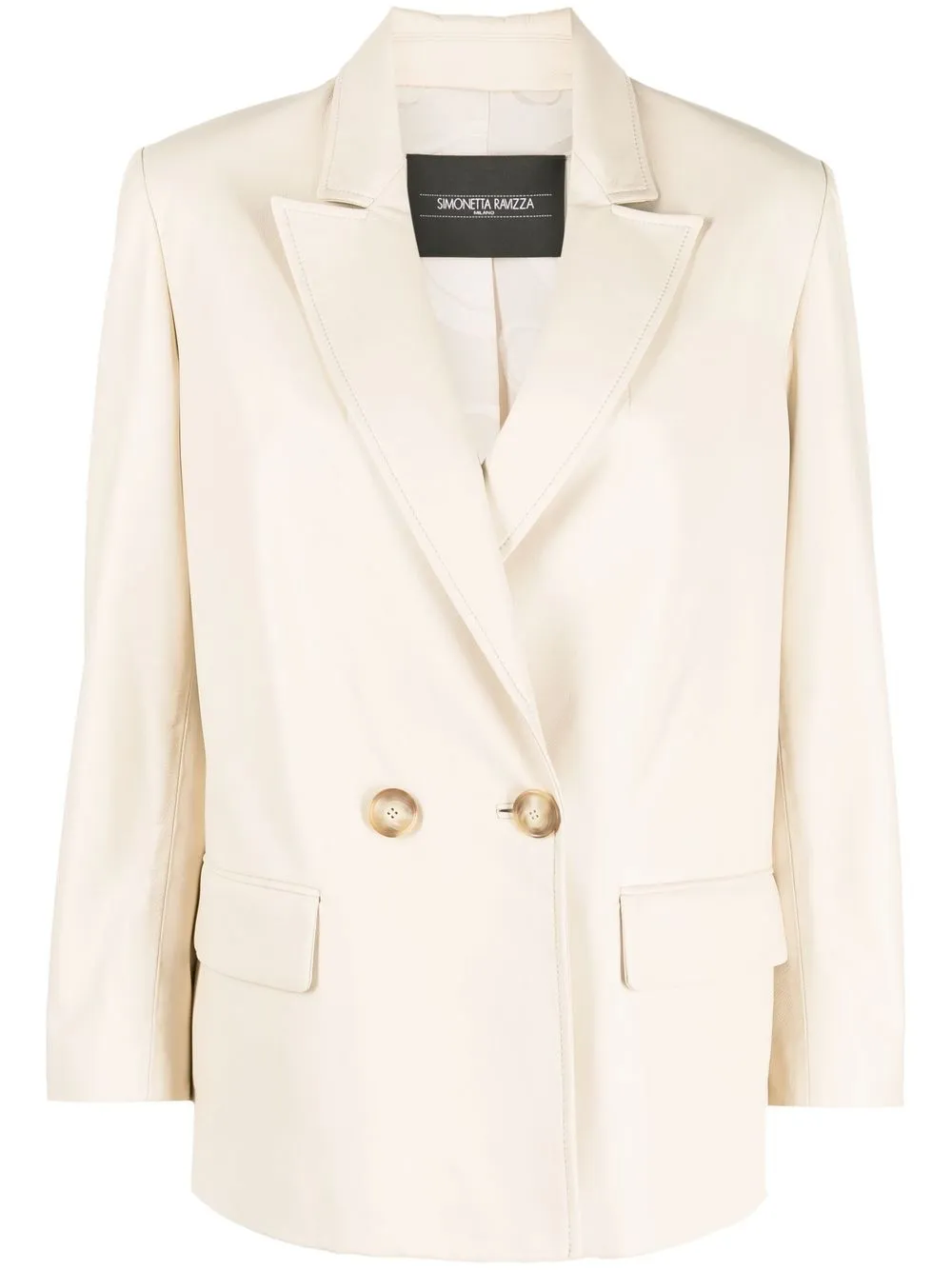 

Simonetta Ravizza Gaia leather button-up blazer - Neutrals