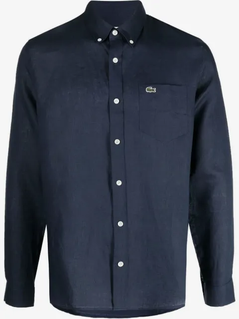 Lacoste logo-patch button-down shirt