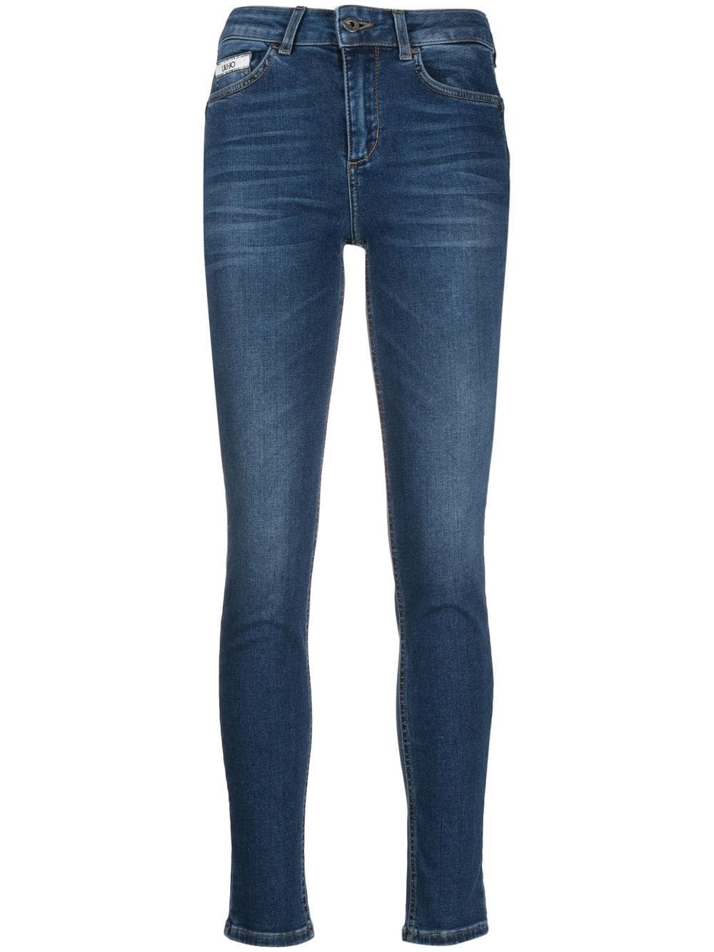 skinny-cut high-waist jeans