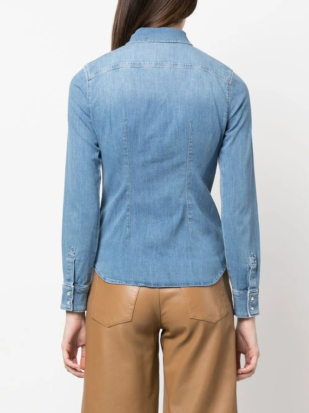 Liu •jo Logo-embroidered Denim Shirt In Blue