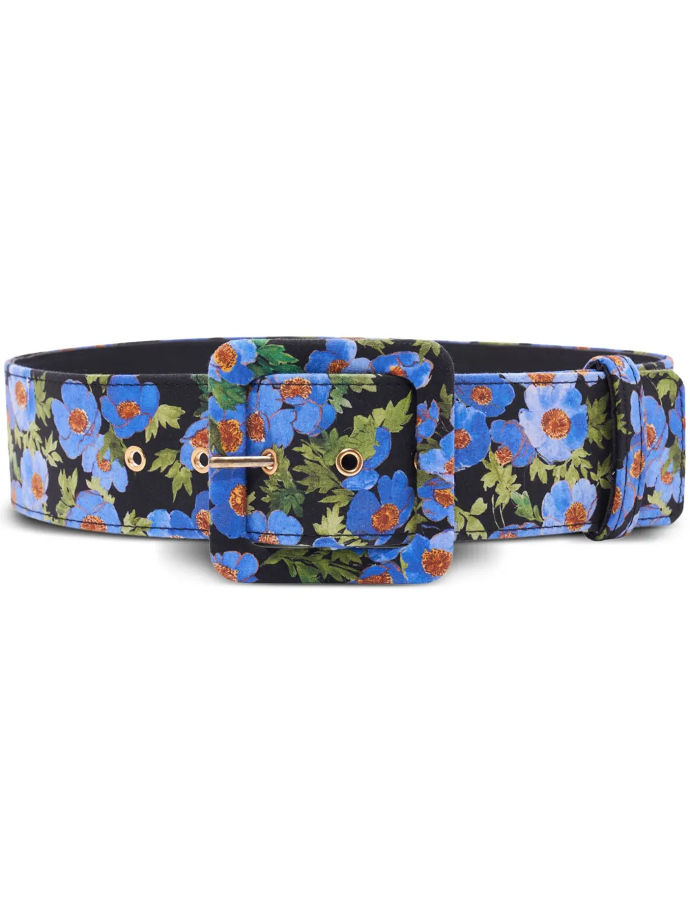 Carolina Herrera Floral Square-Buckle Icon Wide Belt Sky‎ Blue Leather L NEW Carolina Herrera Floral Icon Belt - Bergdorf Goodman main image 3