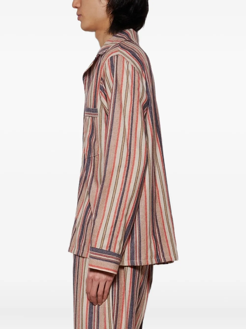 The Elder Statesman Gestreept overhemd met zak Beige