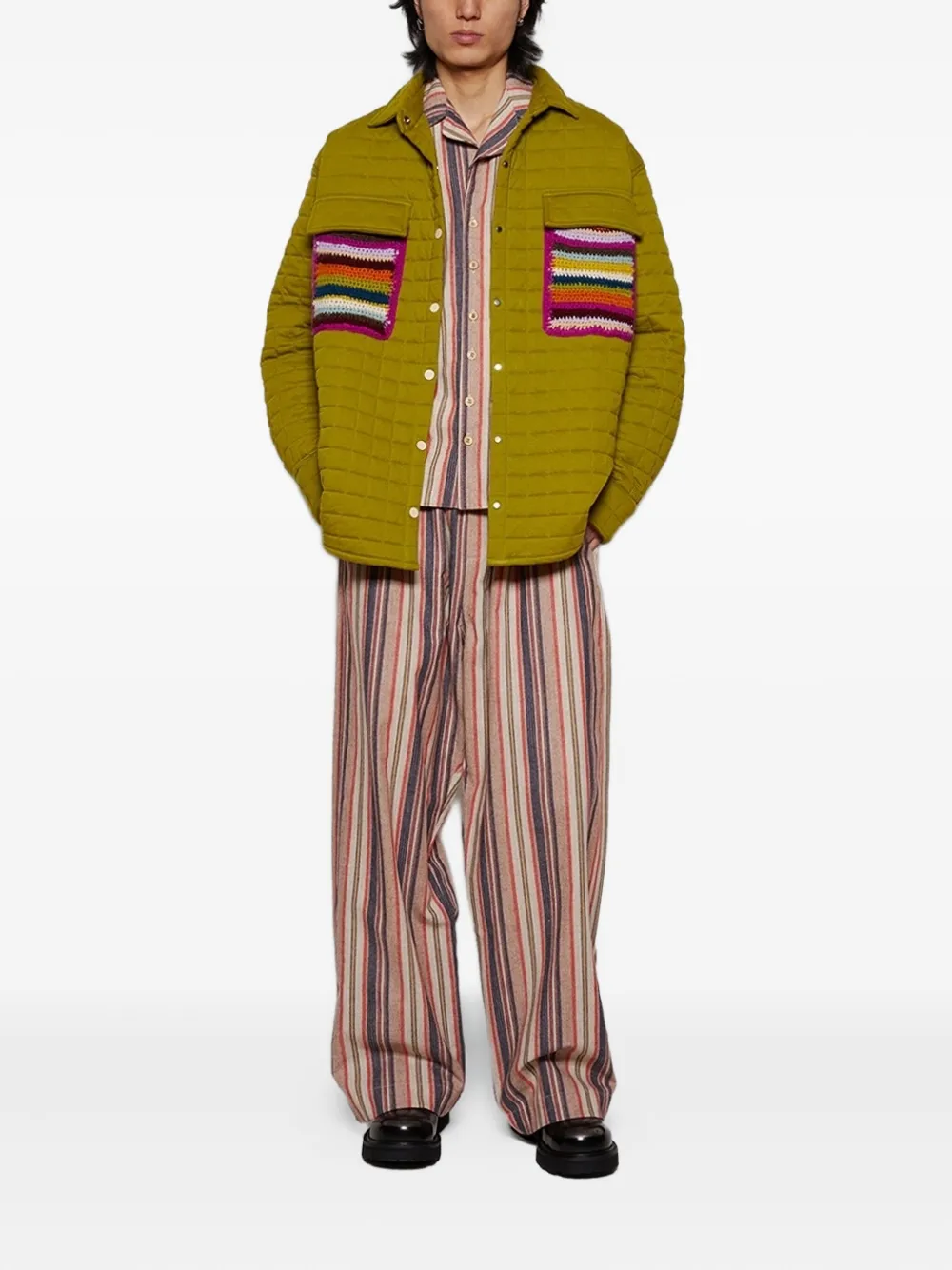 The Elder Statesman striped pocket shirt - Beige