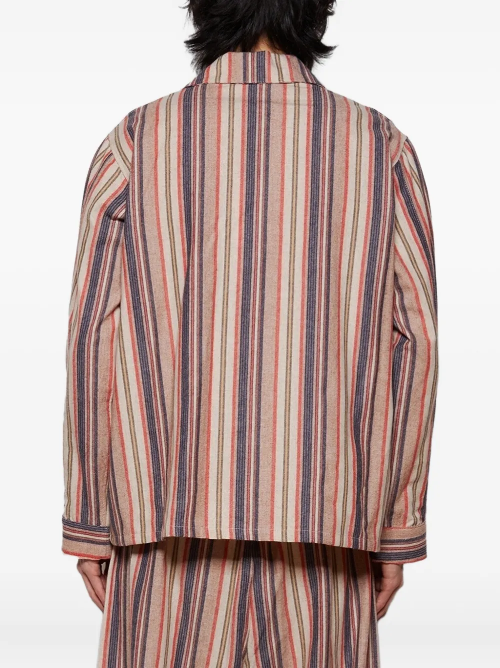 The Elder Statesman Gestreept overhemd met zak Beige