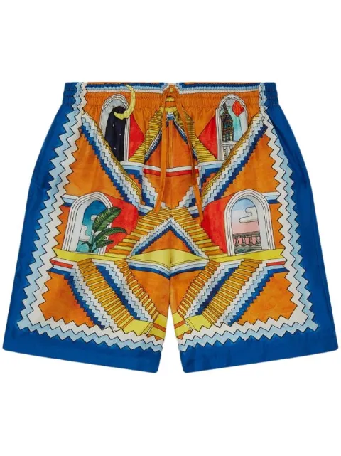 Casablanca Escalier Infini silk shorts