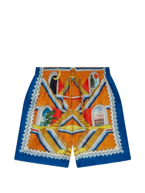 Casablanca Escalier Infini silk shorts