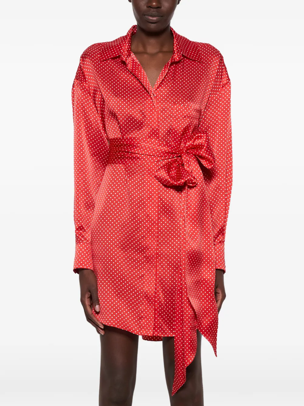 Alexandre Vauthier Polka-dot Tie Mini Dress In Red