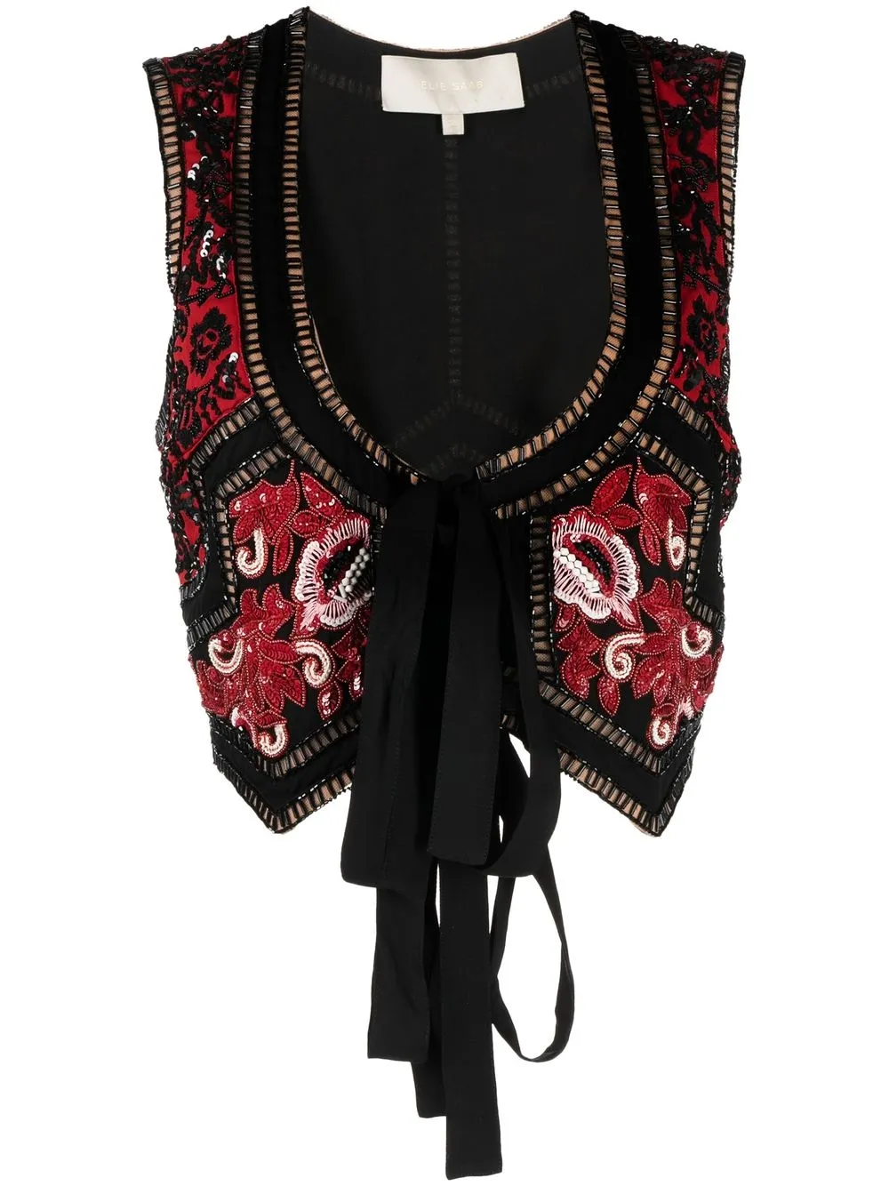 

Elie Saab tie-fastening sequinned vest - Black