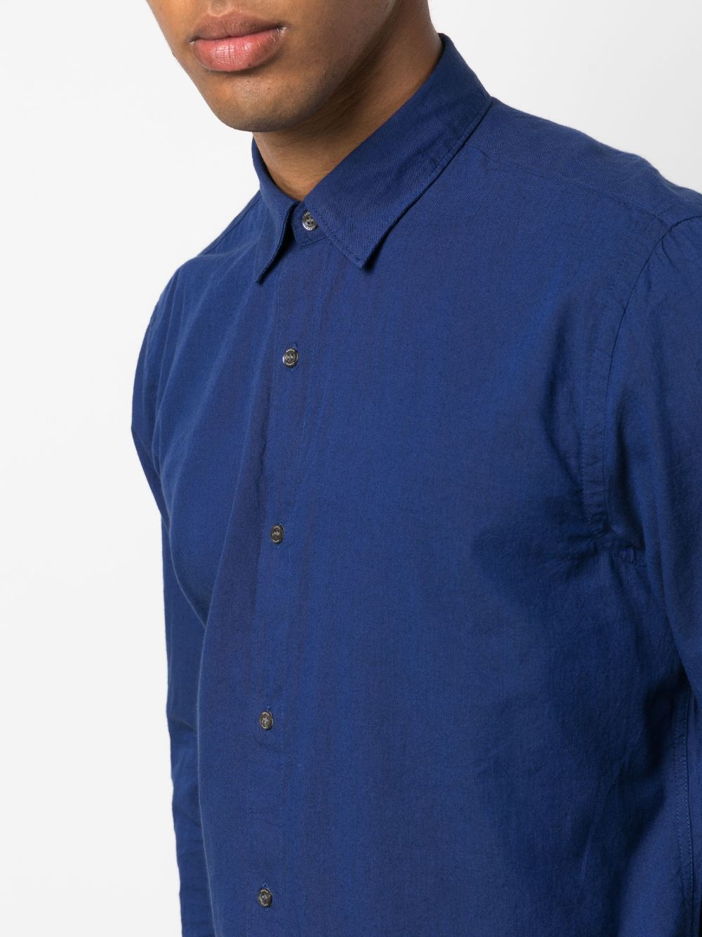 Shop Aspesi Long-sleeved Cotton Shirt In Blau