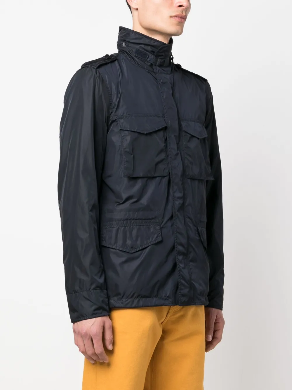 Shop Aspesi Concealed-hood Waterproof Windbreaker In Blau