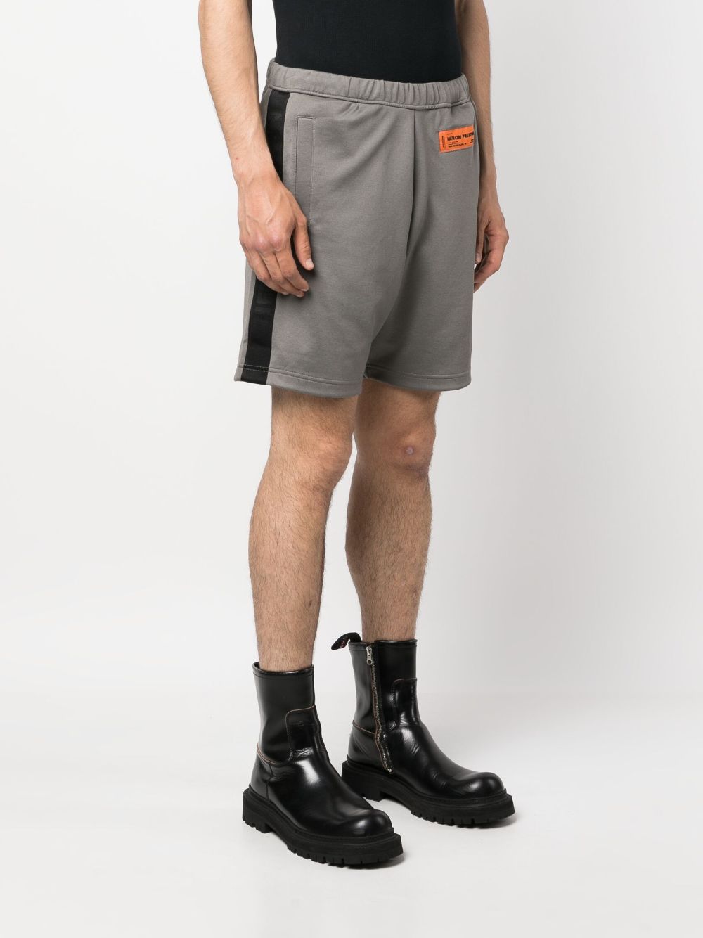 Shop Heron Preston Logo-patch Track Shorts In Grey