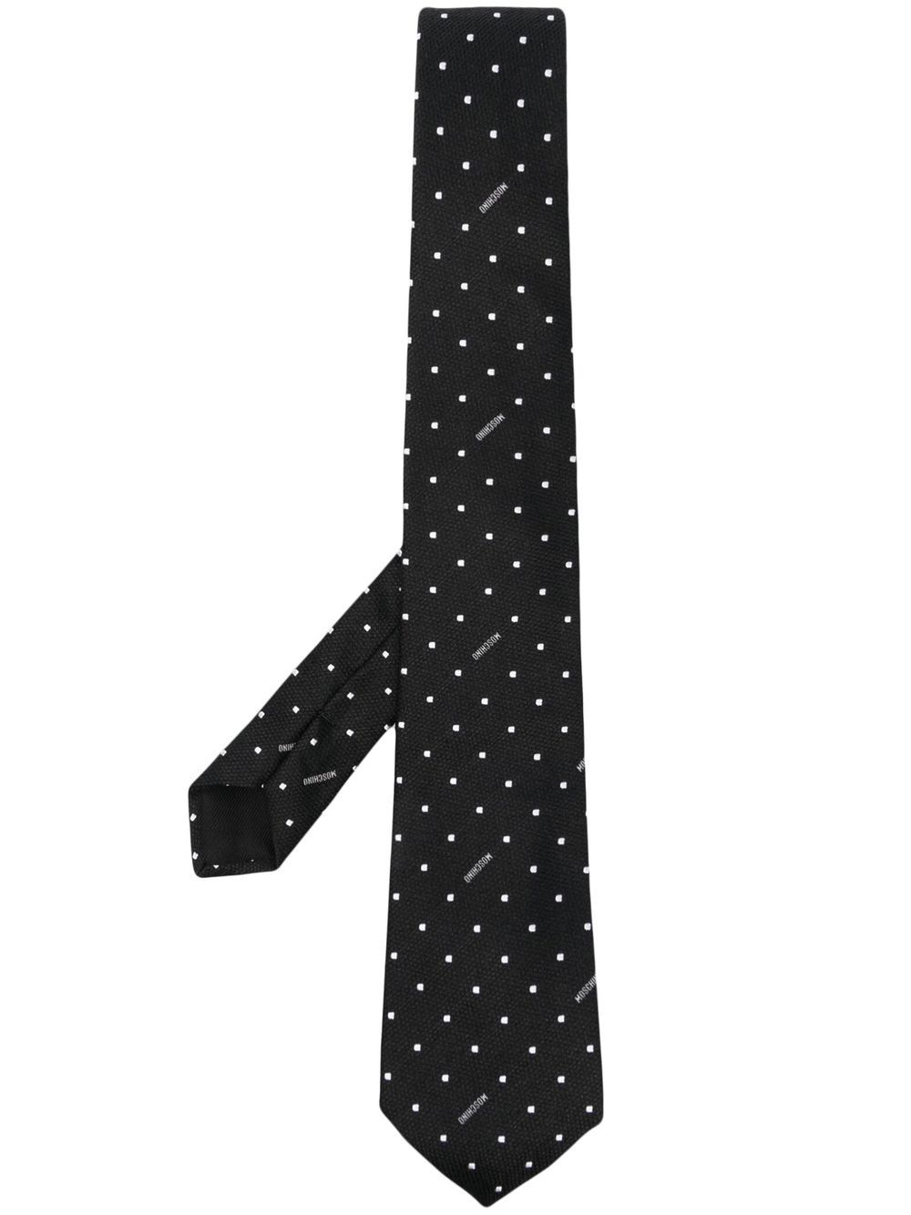 Moschino logo-print silk tie - Black