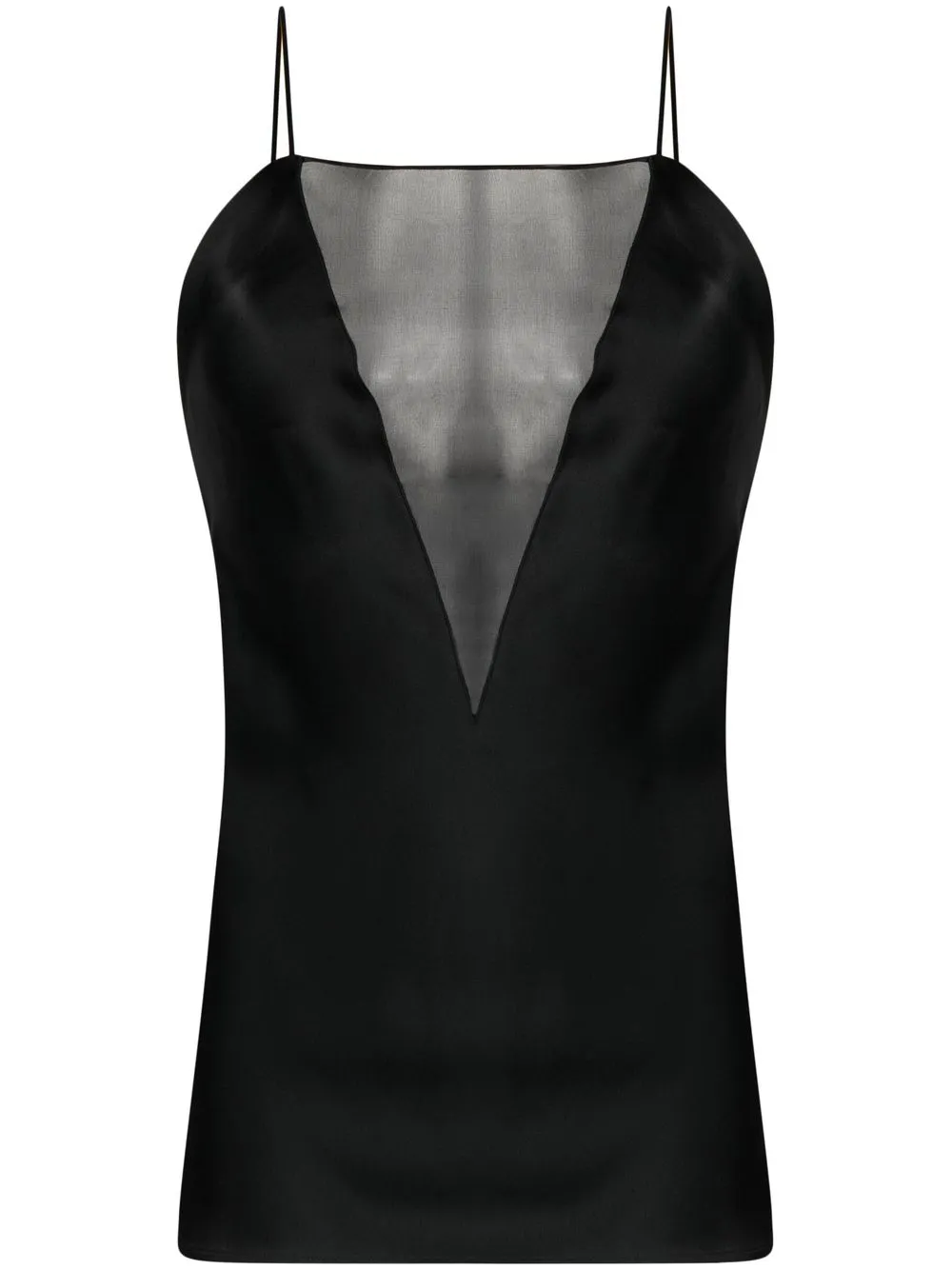 

Stella McCartney top de seda con panel semitransparente - Negro