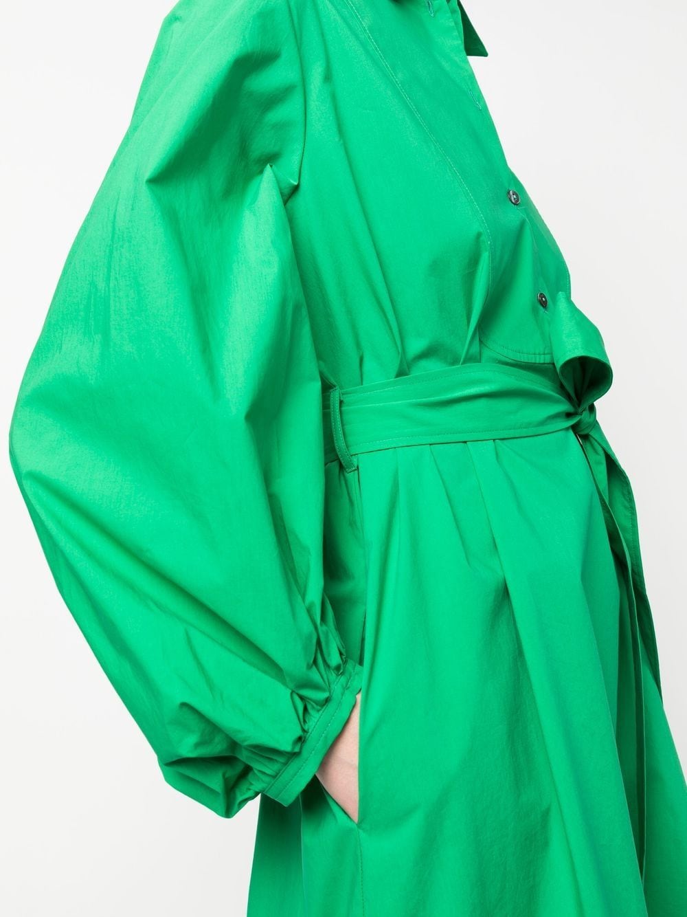 Shop P.a.r.o.s.h Belted Cotton Shirt Dress In 绿色