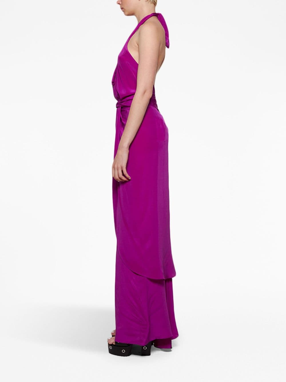 Shop Johanna Ortiz Adinkra Halterneck Maxi Dress In Purple