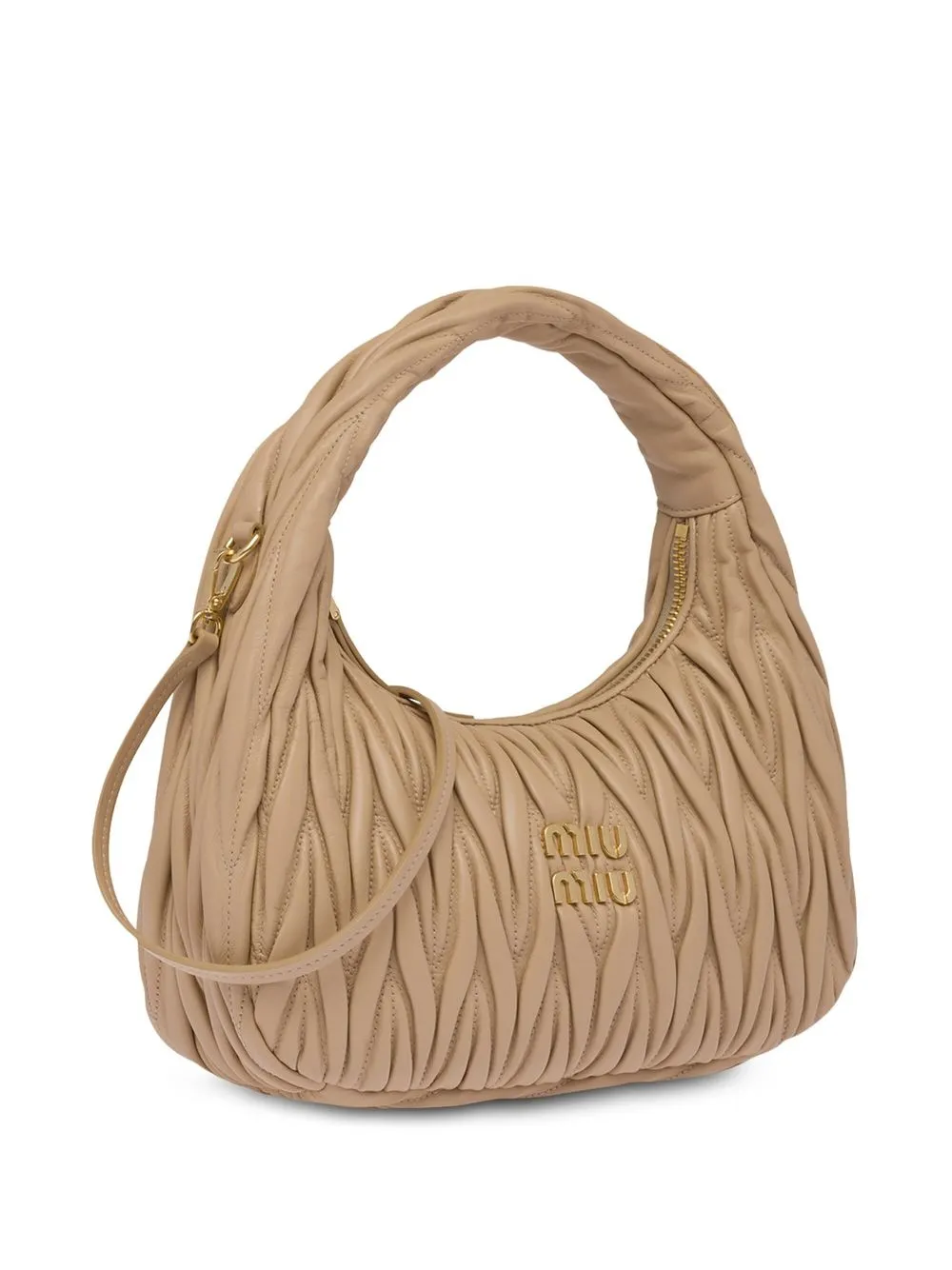 Shop Miu Miu Wander Matelassé Shoulder Bag In Neutrals