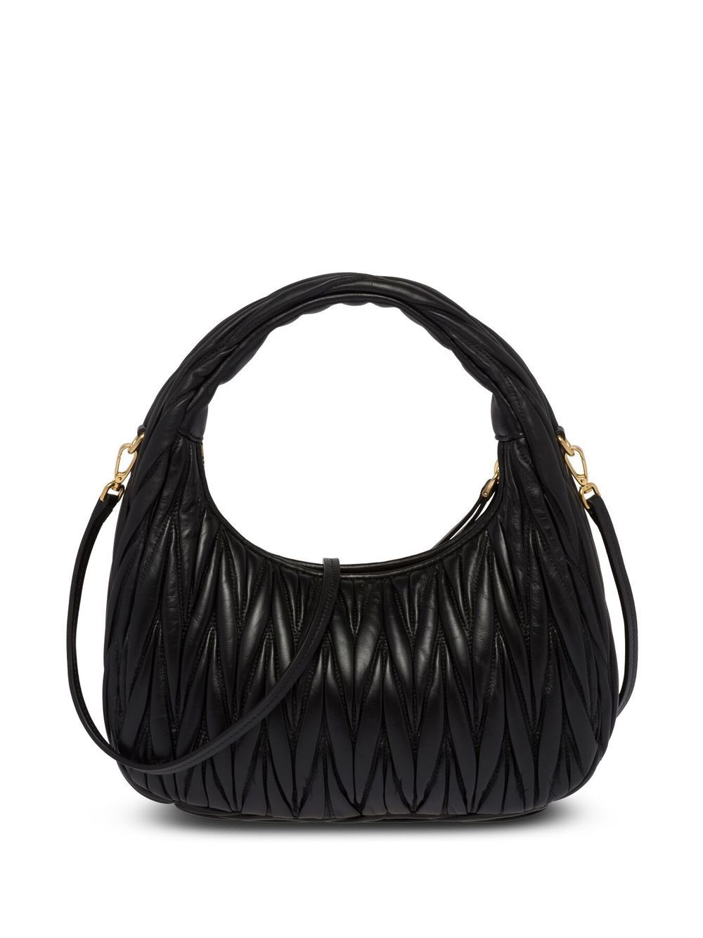 Shop Miu Miu Wander Matelassé Shoulder Bag In Black