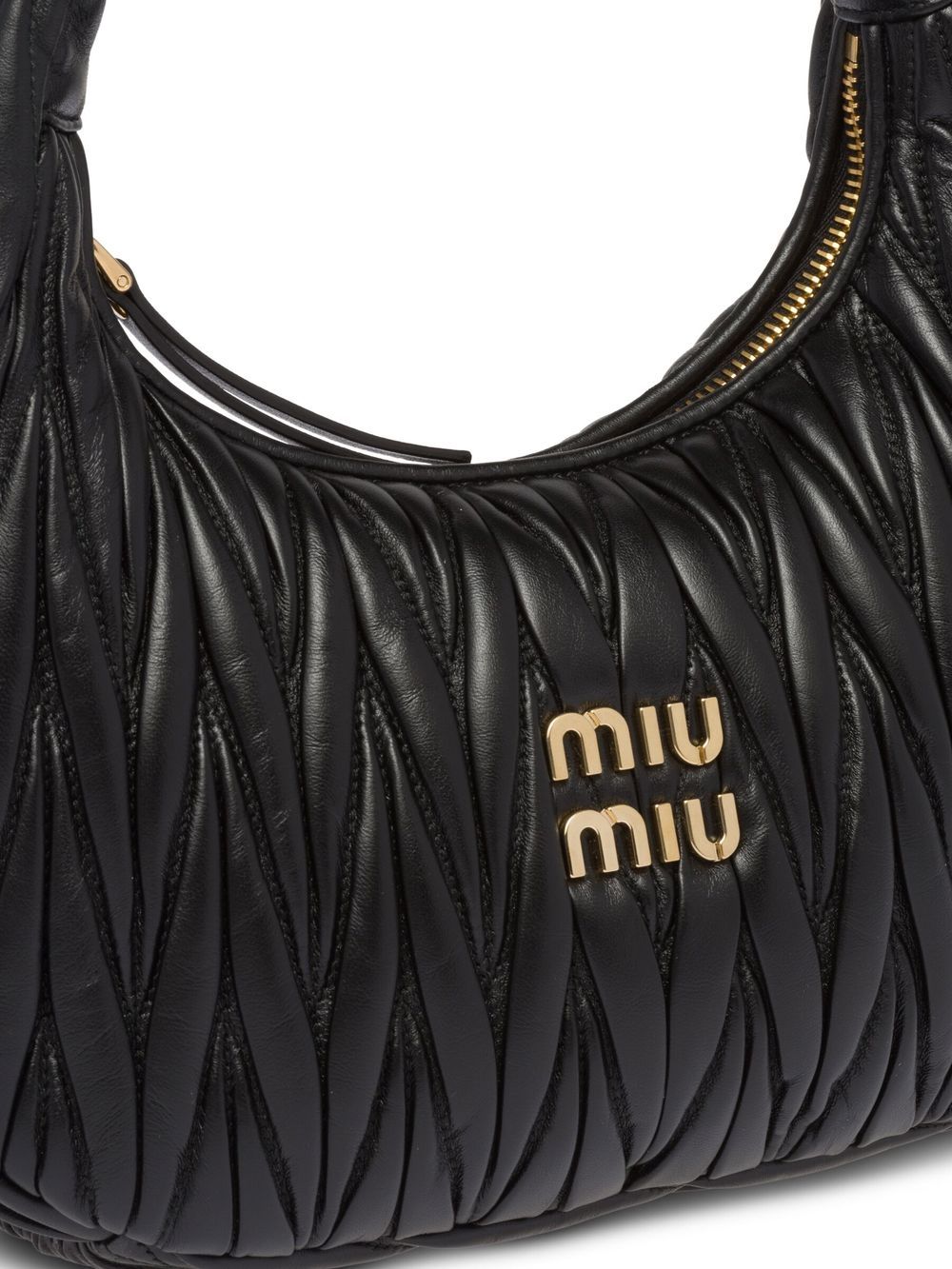 Shop Miu Miu Wander Matelassé Shoulder Bag In Black