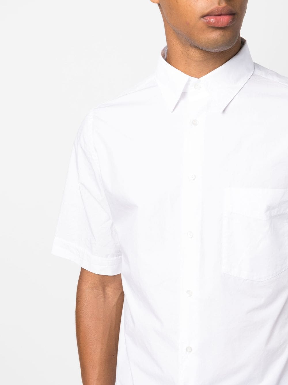 Shop Aspesi Short-sleeved Cotton Shirt In White