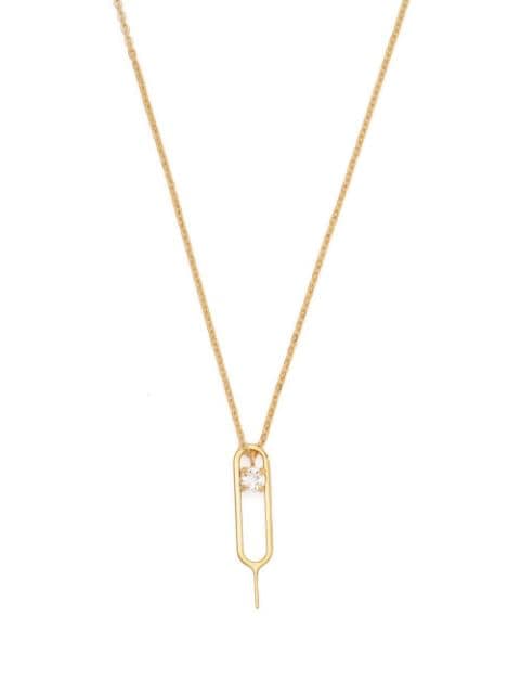 Saint Laurent crystal-embellished charm necklace
