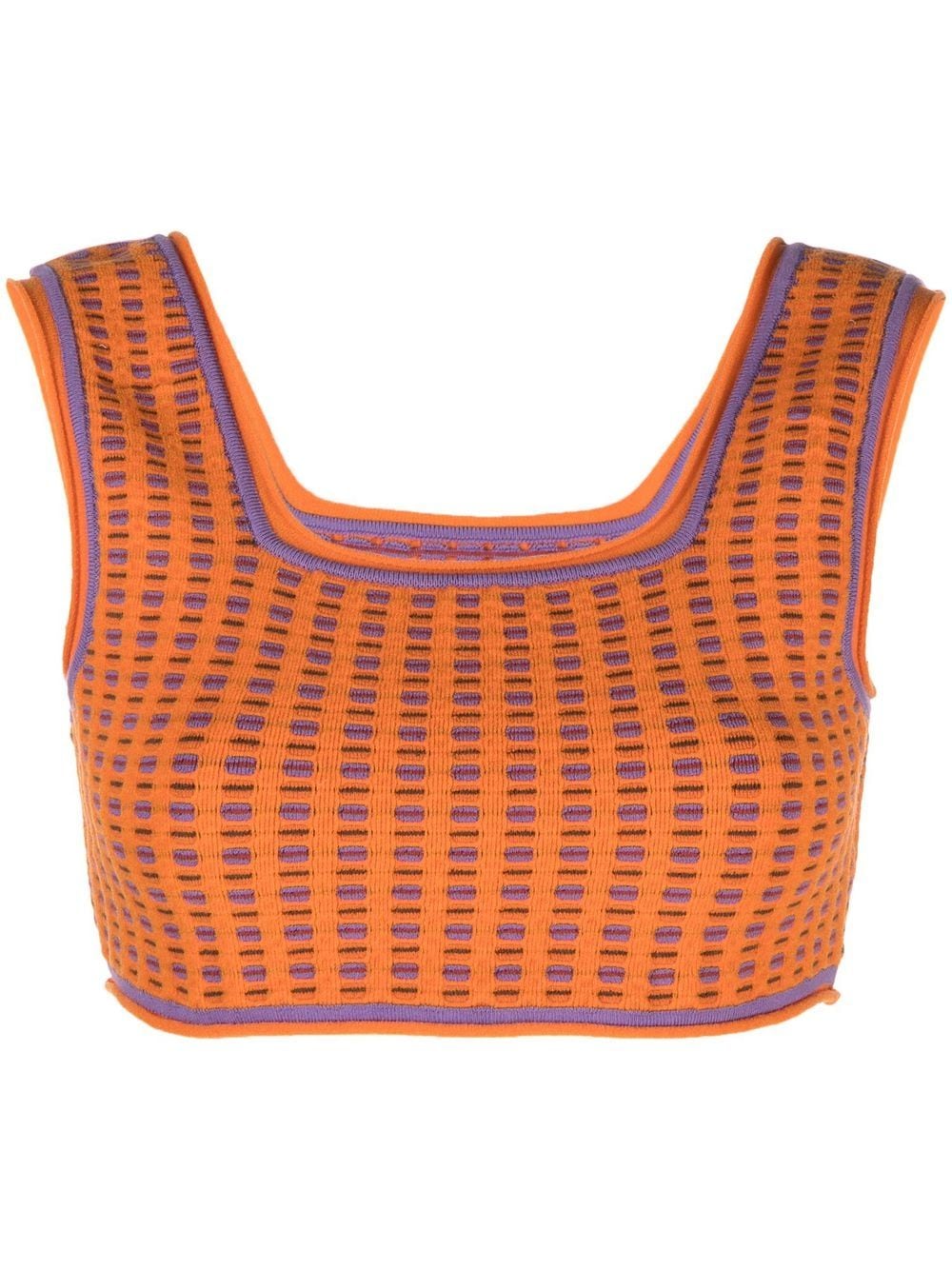 Jacquemus Dotted Stripe Sleeveless Cropped Top In Multi Orange