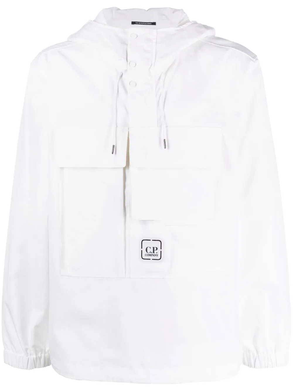 

C.P. Company logo-print multi-pocket hooded jacket - White